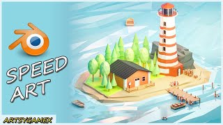 The Light House part 2 - Blender 2.8 speed tutorial 3D Modeling and Rendering