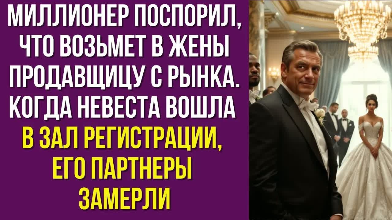 Миллионер поспорил, что возьмет в жены продавщицу с рынка. Когда невеста вошла в зал регистрации..