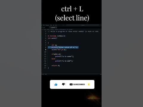 How to select a line in a VS code Shortcut Key #coding #programming # ...