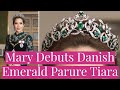 Queen mary wears danish emerald parure tiara for the first time history of this danish crown jewel
