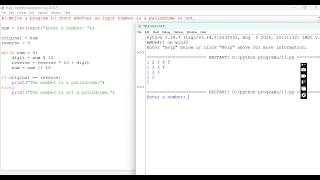 11.Write a python program to check whether an input number is a palindrome or not.