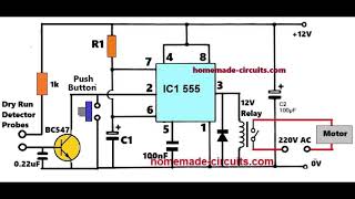 Simple Water Pump Motor Controller Circuit With Dry Run Protection