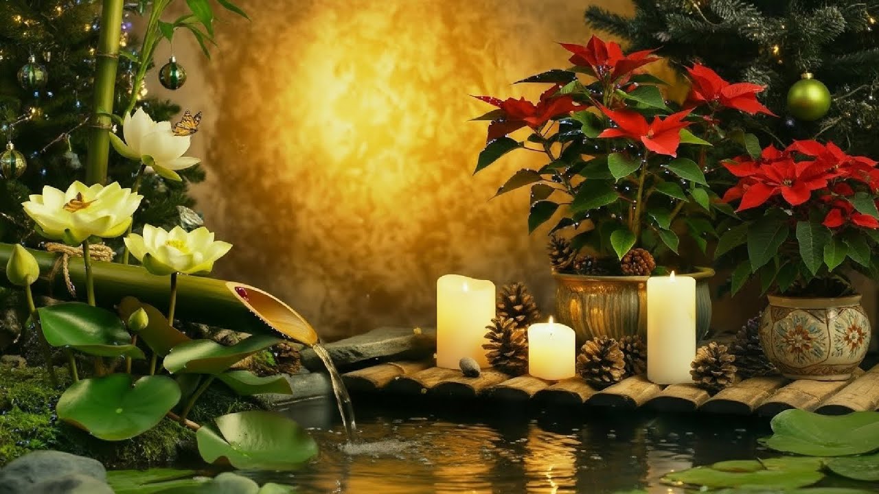 Festive Zen Garden – Peaceful Water & Candlelight Music