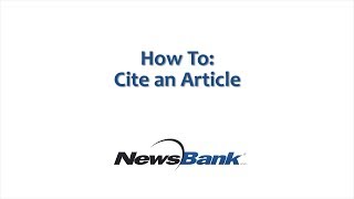 How To: Cite an Article