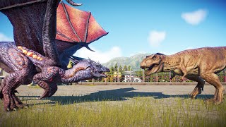 T-Rex Vs Dragon Jwe Dinosaur Battle - Juric World Evolution 2