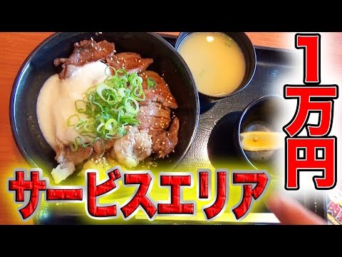 サービスエリアで1万円食べきるまで帰れま10!!!