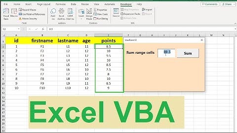VBA - User Form: How to sum range cells using for...next  -Excel vba code