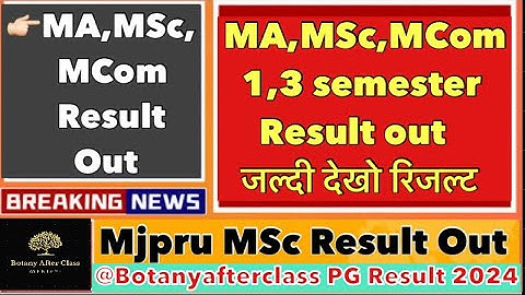 MA,MSc,MCom Result Mjpru 1st & 3rd Semester Result 2024 Bareilly college result
