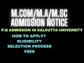 M.COM/M.A/M.SC ADMISSION 2023 NOTIFICATION | CALCUTTA UNIVERSITY | #mcom #pgadmission2023 #pgt