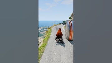 Cars & Ambulance Van vs Giant Pit Bollards Crash - BeamNG.drive