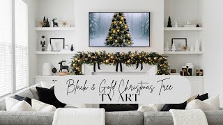 Black & Gold Christmas Tree | 2-Hour TV Art with Falling Snow | Elegant Holiday Ambience screenshot 5