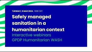 IHE Delft 💧 GPDP Humanitarian WASH webinar