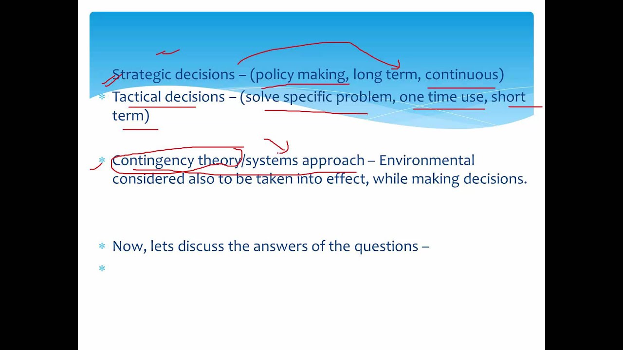 decision making questions and answers