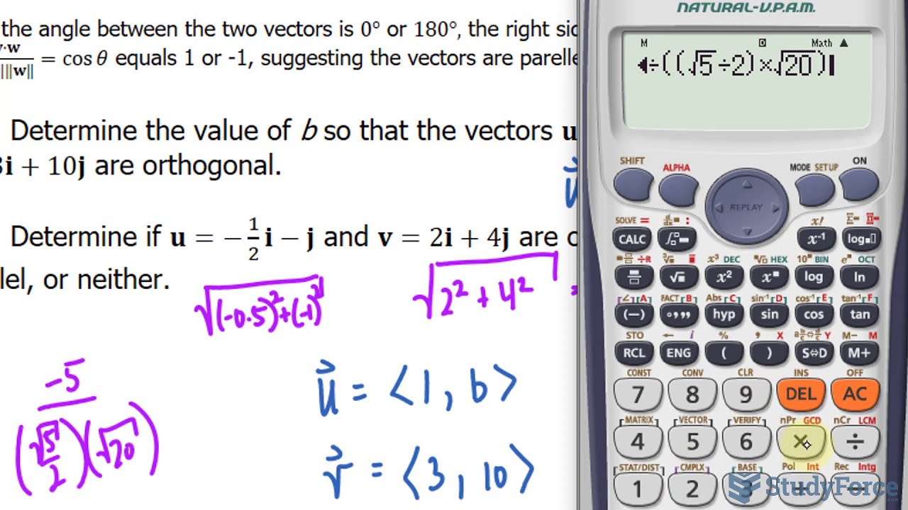 Determine if Vectors are Parallel or Orthogonal (Dot Product) YouTube
