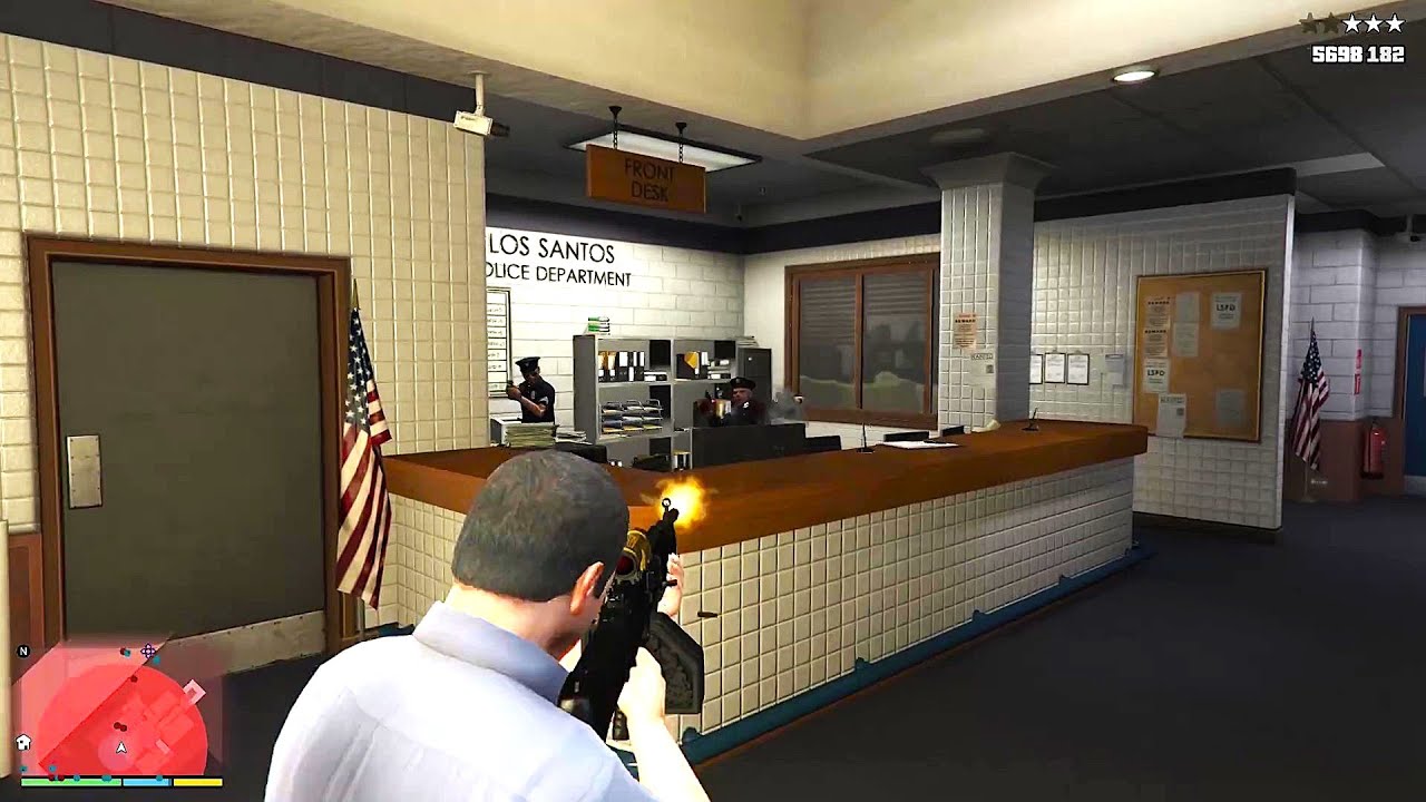 GTA 5 - Michael's Police Station Massacre + Five Star - YouTube