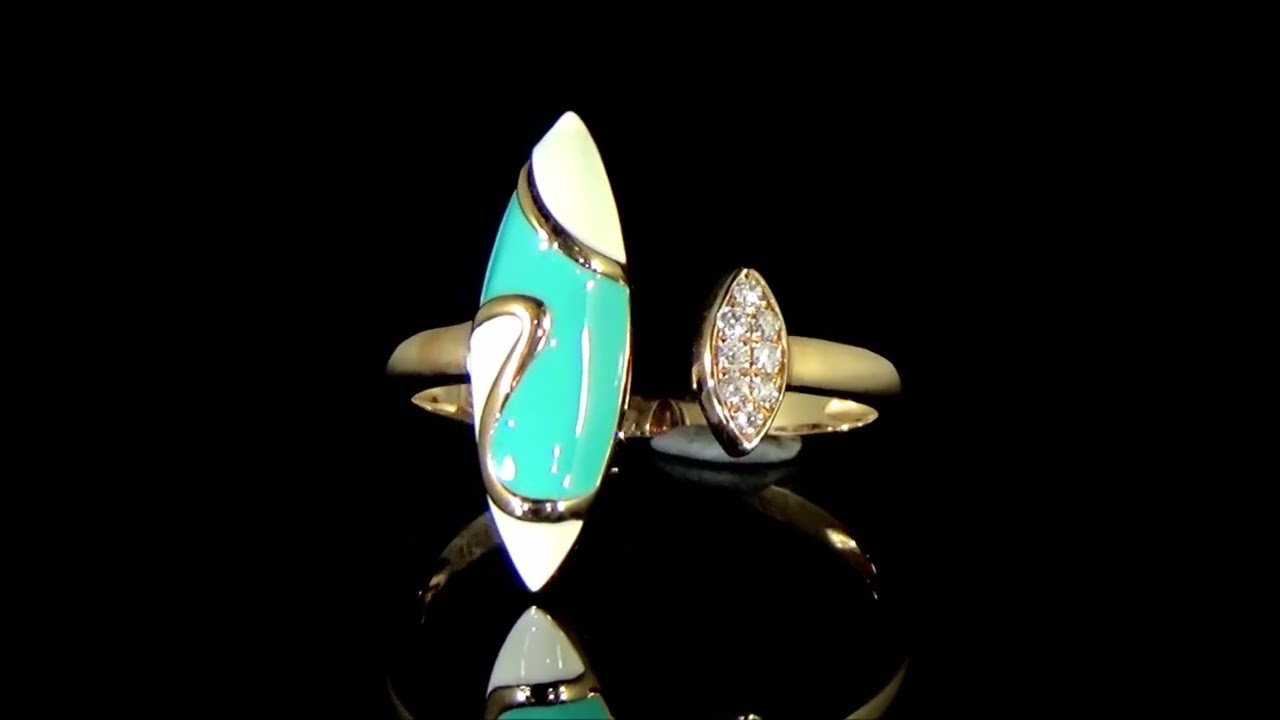 18K ROSE GOLD BLUE ENAMEL & DIAMOND RING. Ref. 307 449
