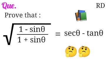Prove that : √[(1-sinθ)/(1+sinθ)] = secθ-tanθ ...|| Class 10 ||