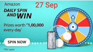 Amazon Daily Spin And Win Quiz Answers Today | 27 September 2021 | Daily QuizTime