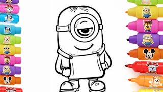 Minions Drawing and Coloring for Kids | Simple Cartoon Art Tutorial