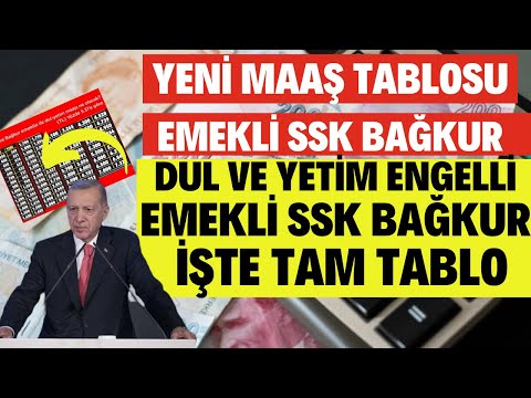 YENİ EMEKLİ MAAŞ TABLOSU EN DÜŞÜK EMEKLİ MAAŞI TABLOSU AÇIKLANDI DUL YETİM NE KADAR ALACAK 2024 MAAŞ