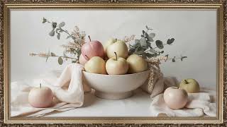 8-Hour Soft Neutral Apple Still Life Arrangement | 4K UHD TV Art screenshot 5