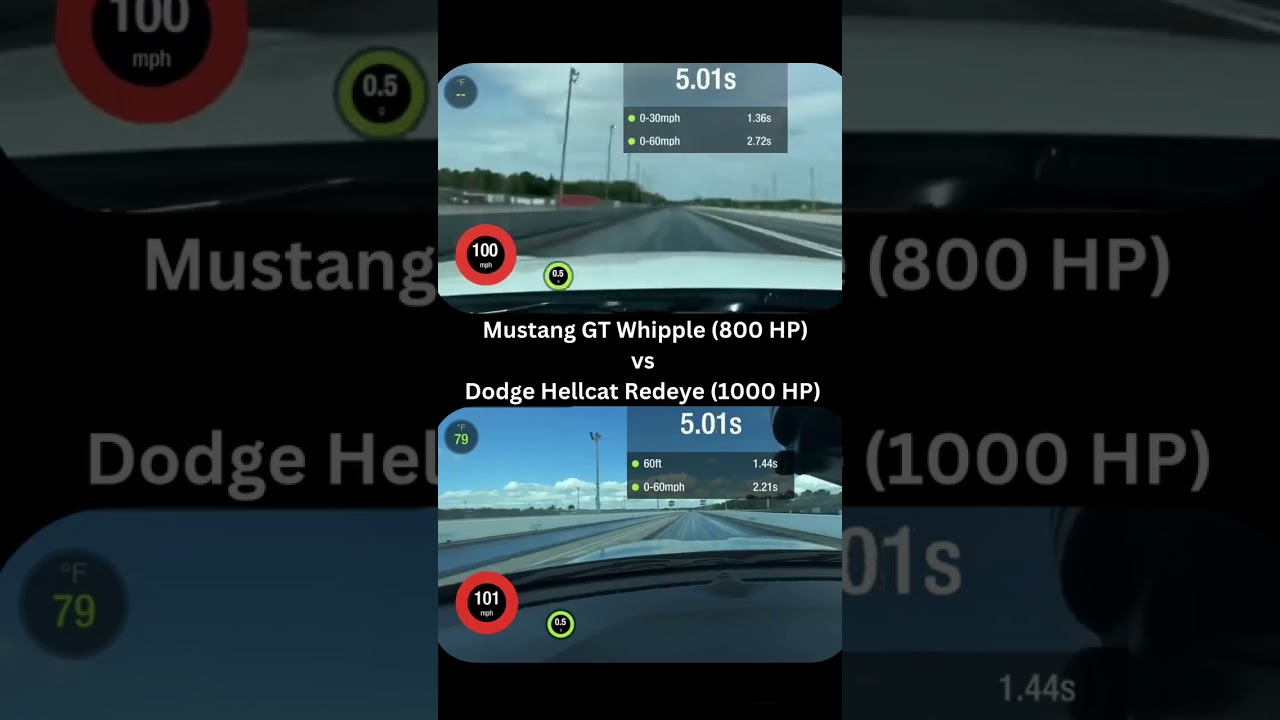 RACING Mustang GT Supercharged 800 HP vs Dodge Hellcat Redeye 1000 HP