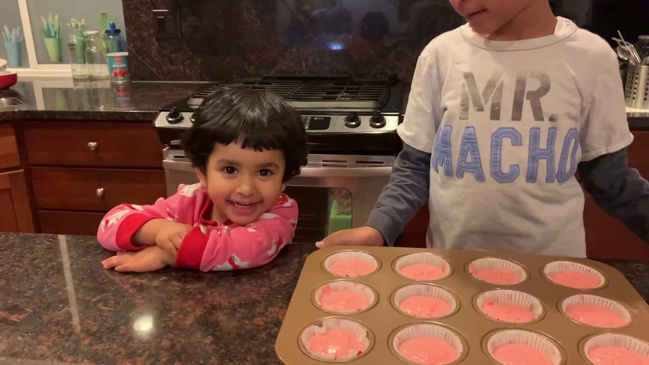 Nikhil’s Kitchen - Pillsbury Funfetti strawberry cupcakes with candy bits