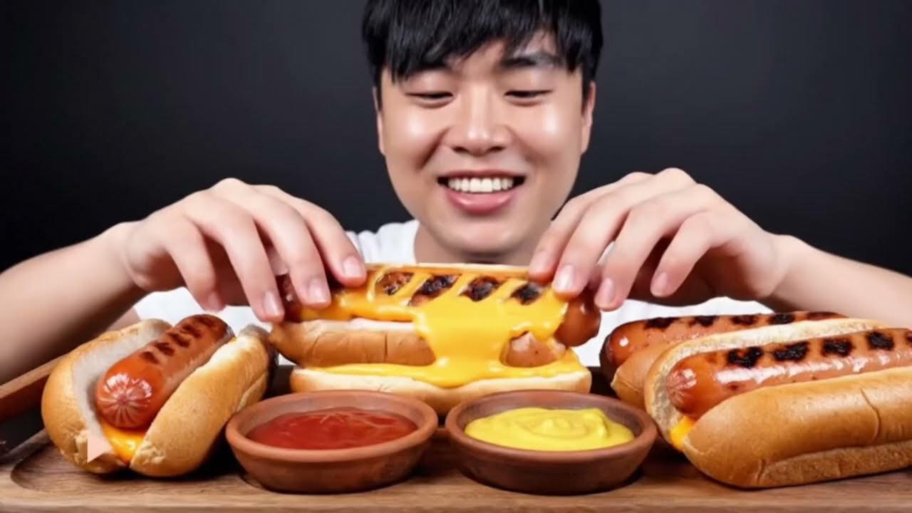 GIANT Hot Dog Mukbang 🌭🔥 Big Bites ASMR Eating Sounds
