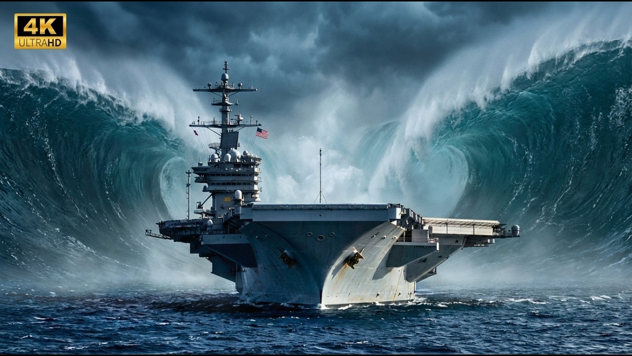 USS Nimitz DEVOURED by MONSTER Tsunami - Most INSANE AI Video You'll Ever See! 😱🌊
