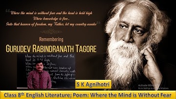 Poem: Where the Mind is Without Fear: English Literature by SKA Sir for (Form C) Class 8th VBS