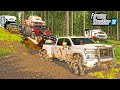 Lifted trucks go mudding deep mud trail   farming simulator 22