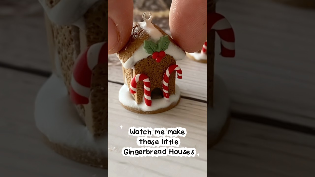 How cute are these little polymer clay gingerbread houses?! 🥹 Tutorial on our channel! 🎄