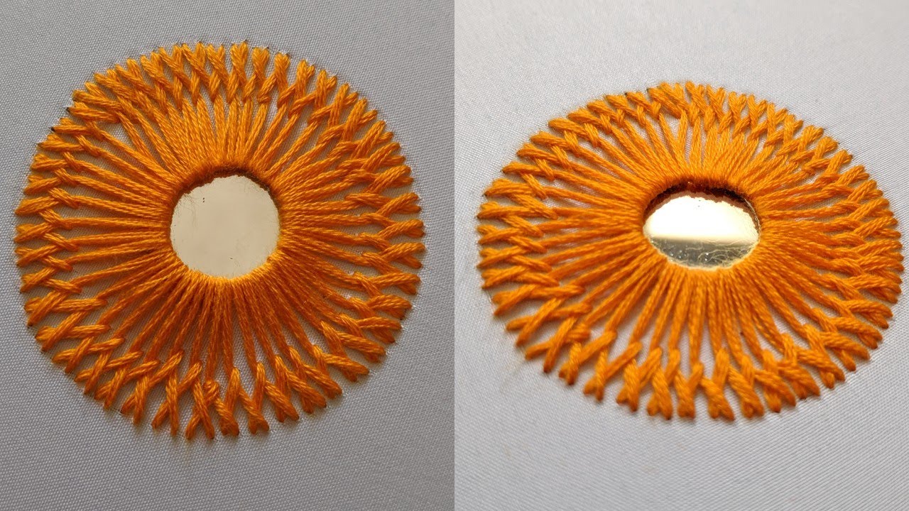 Sindhi mirror work stitch | Hand Embroidery mirror design tutorial.New Defferent mirror work stitch