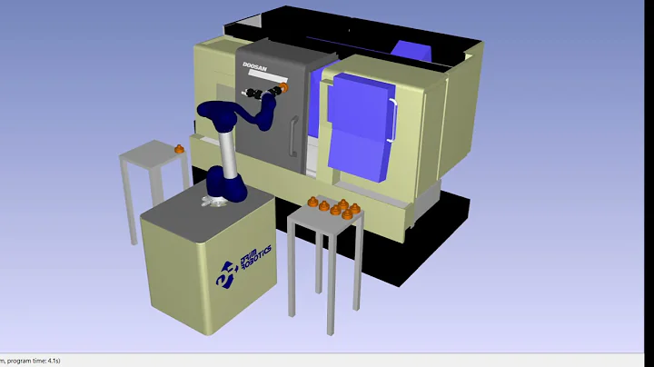 Collaborative Robot Doosan M1013 Unit with Doosan CNC Lynx 2100 - Drim Robotics simulation
