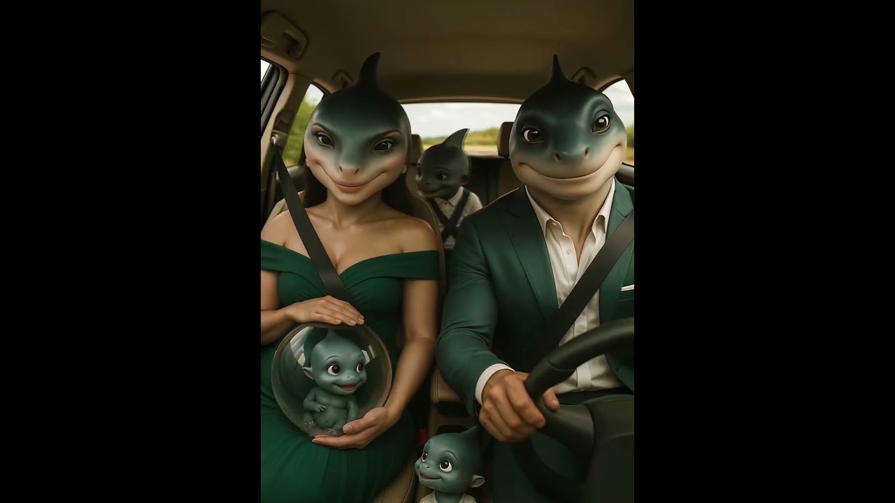 Brainrot family are driving in a car 