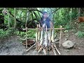 Survival Skill catching many fishes by hand and grilling for food in forest ( Full Video at the end)
