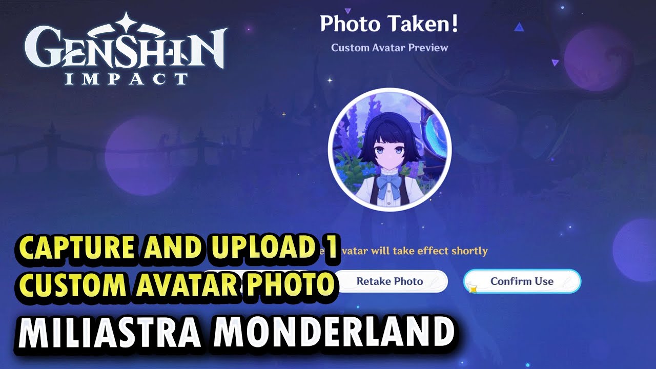 Capture and upload 1 Custom Avatar photo in Miliastra Wonderland Genshin Impact
