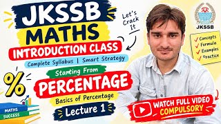 MTS JKSSB Maths | Percentage Basics Lecture 1 | Maths Preparation From Zero | JKSSB 2026
