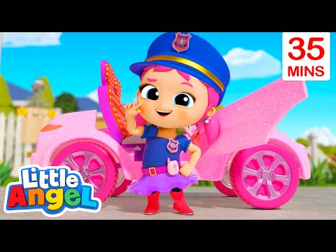 Jills Pink Police Car | Jobs and Career Songs  Little Angel Nursery Rhymes for Kids