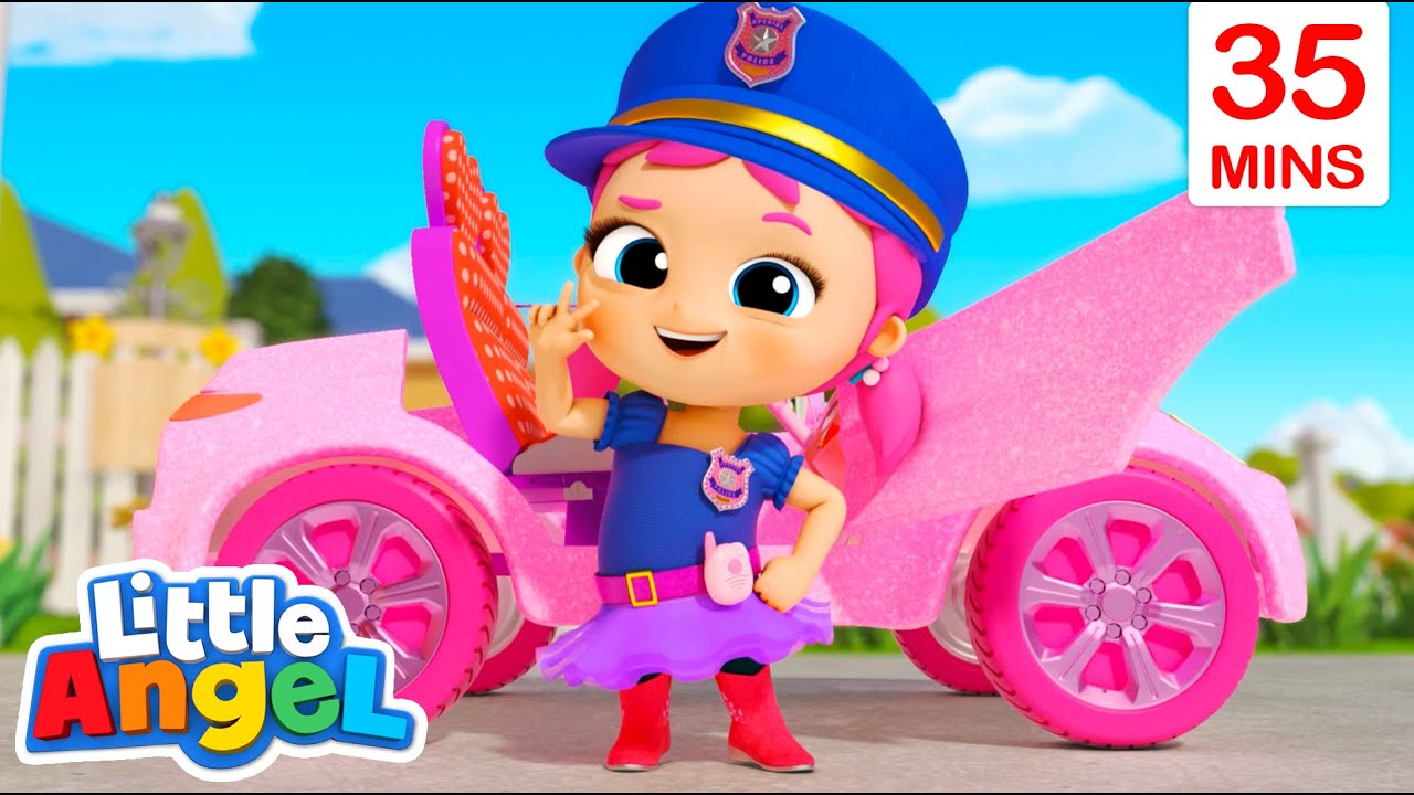 Jills Pink Police Car | Jobs and Career Songs  Little Angel Nursery Rhymes for Kids