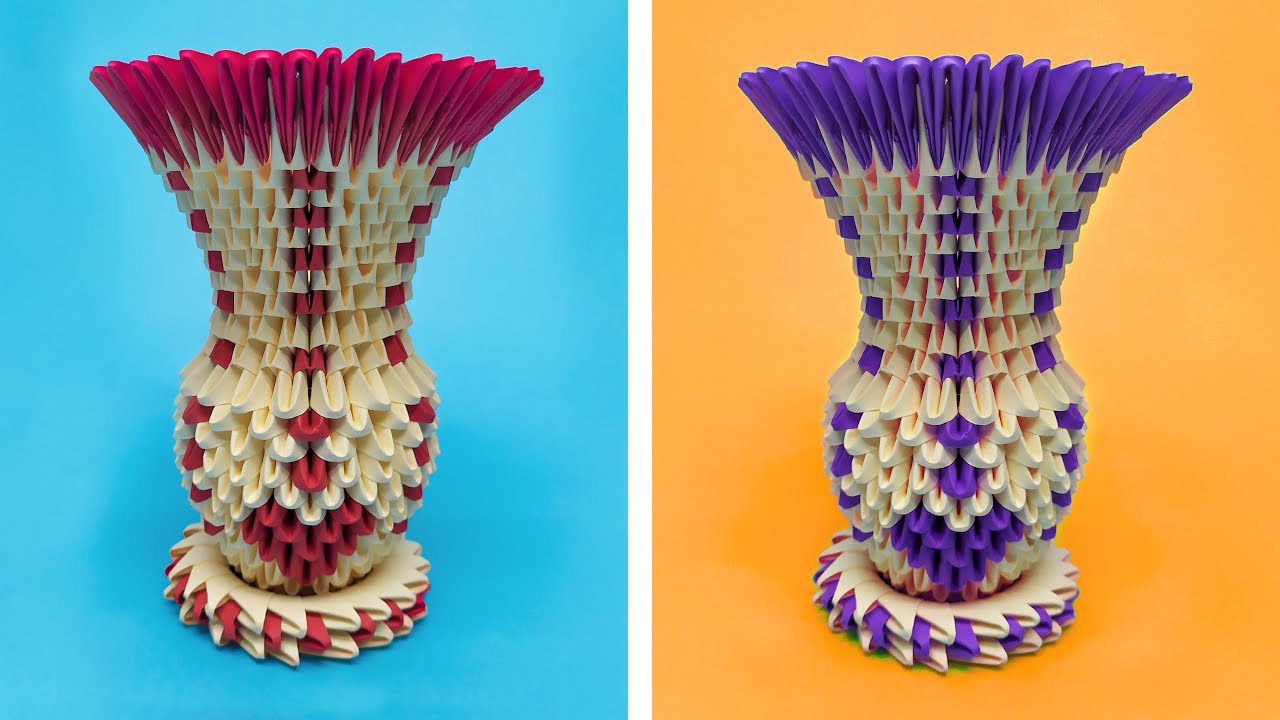 How to make a 3D origami Mini Heart Vase YouTube