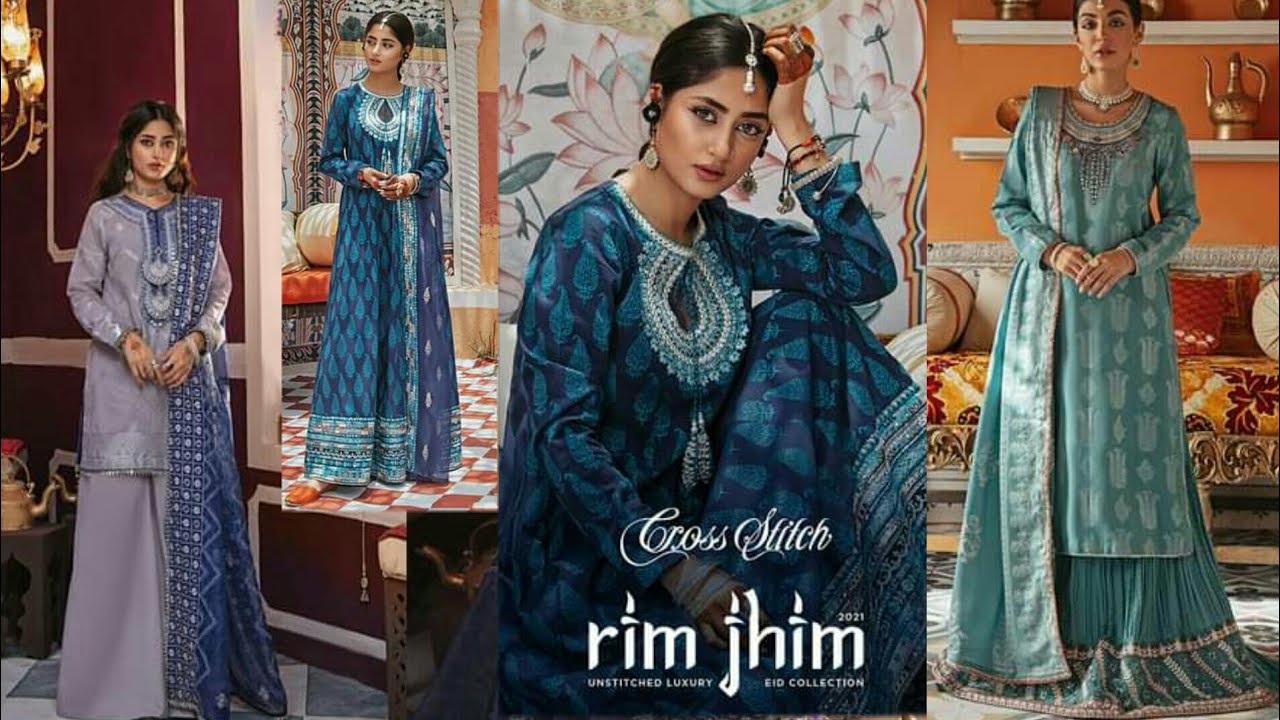Cross Stitch / Cross Stitch unstitch luxury Eid collection2021 / rim jhim collection by Cross Stitch