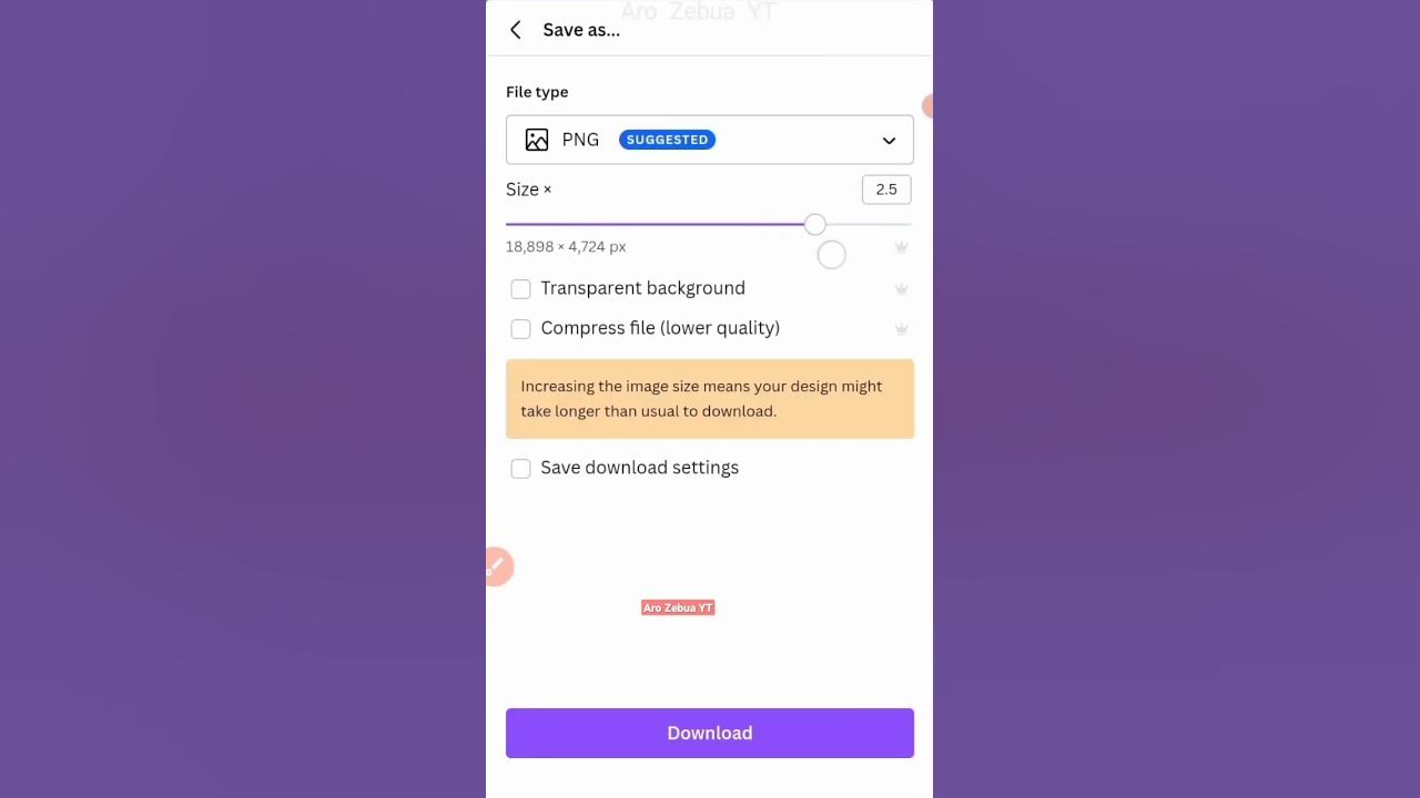 Cara Download Desain Canva Ukuran Besar  Biar Tidak Pecah Saat dicetak #arozebuayt #canva #design