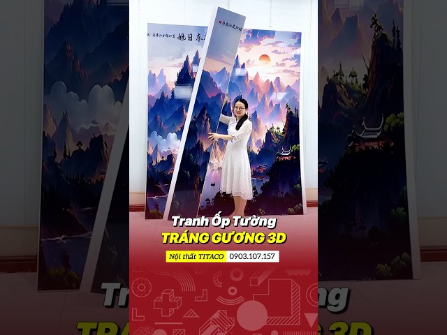 Trang trí tranh tráng gương 3d phong cảnh phòng khách #shortvideo #shorts