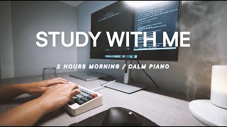 🌧️ 2-HOUR STUDY WITH ME | 🎹 Calm Piano, Gentle Rain | Pomodoro 50/10 | US Medical Student Study