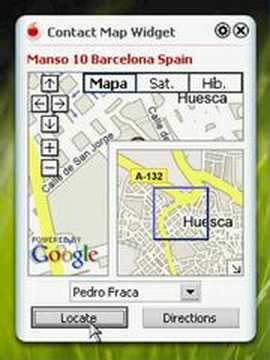 This is a MobileScript-enabled widget (HTML, CSS and JavaScript) that mashes up the device address book, Google Maps and user location. This widget and MobileScript are Vodafone R&D prototypes developed by Vodafone Group R&D Spain (Huesca) to be shown during the Mobile World Congress 2008. This is not a Vodafone commercial product.