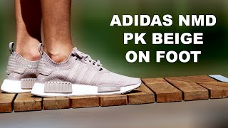 Adidas NMD Primeknit Beige foot - YouTube