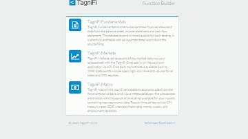 The TagniFi Function Builder for Excel