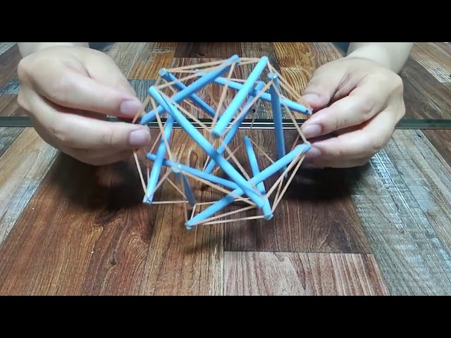 工作】Tensegrity／テンセグリティ (12本Ver.) を作ってみた