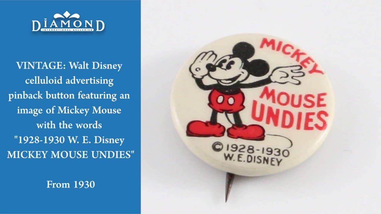 VINTAGE: Walt Disney celluloid advertising pinback button featuring Mickey Mouse